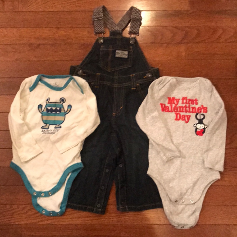 Bundle Of 3 Old Navy Overalls And Onesies